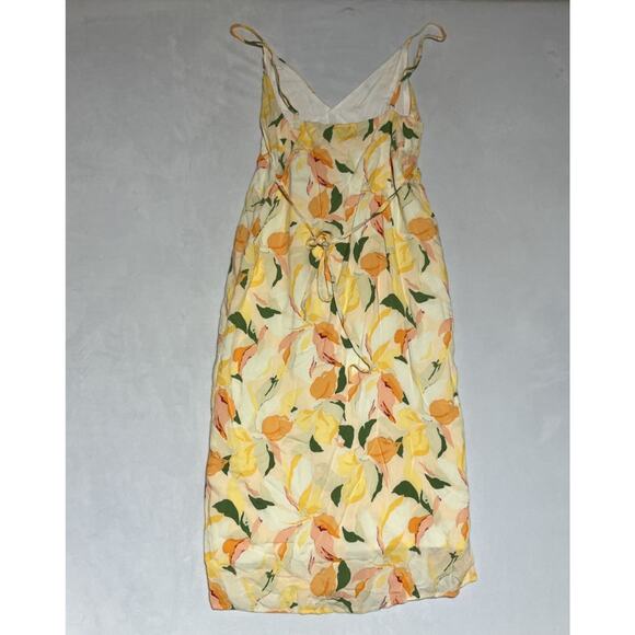 Rhythm Midi Dress Medium Yellow Floral V Neck Strappy Empire Babydoll Sundress - Picture 2 of 10